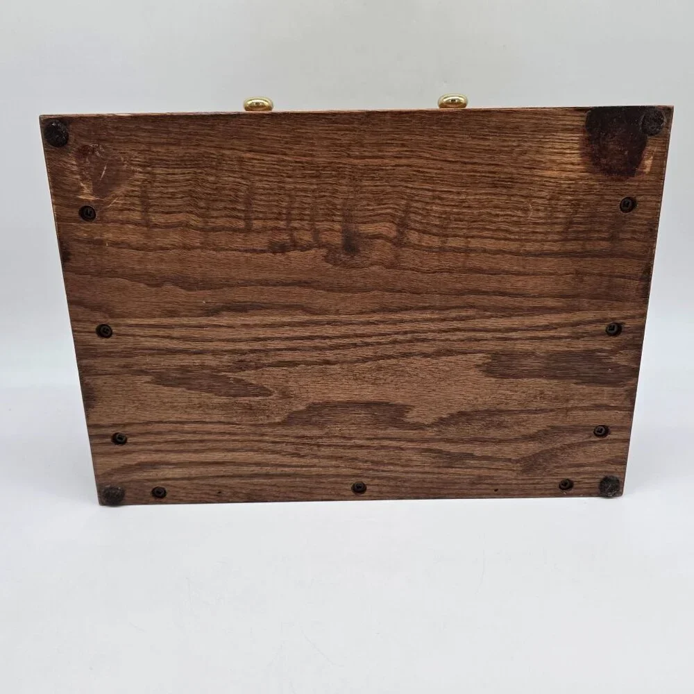 Vintage Genuine Walnut Jewelry Desk Valet Box 2 Drawer
